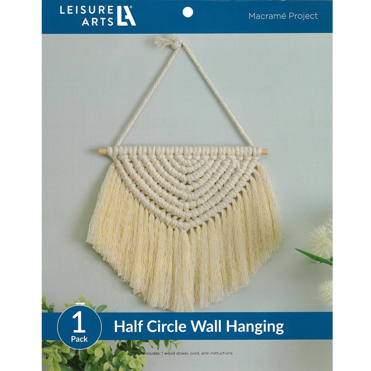 Leisure Arts Macrame Kit Half Circle Hanging, Macrame Kits for Adults Beginners, Macrame Wall Hanger Kit, Macrame Beginners Kit, Macrame Kit, Diy Macrame Kit, Macrame Kit Beginner